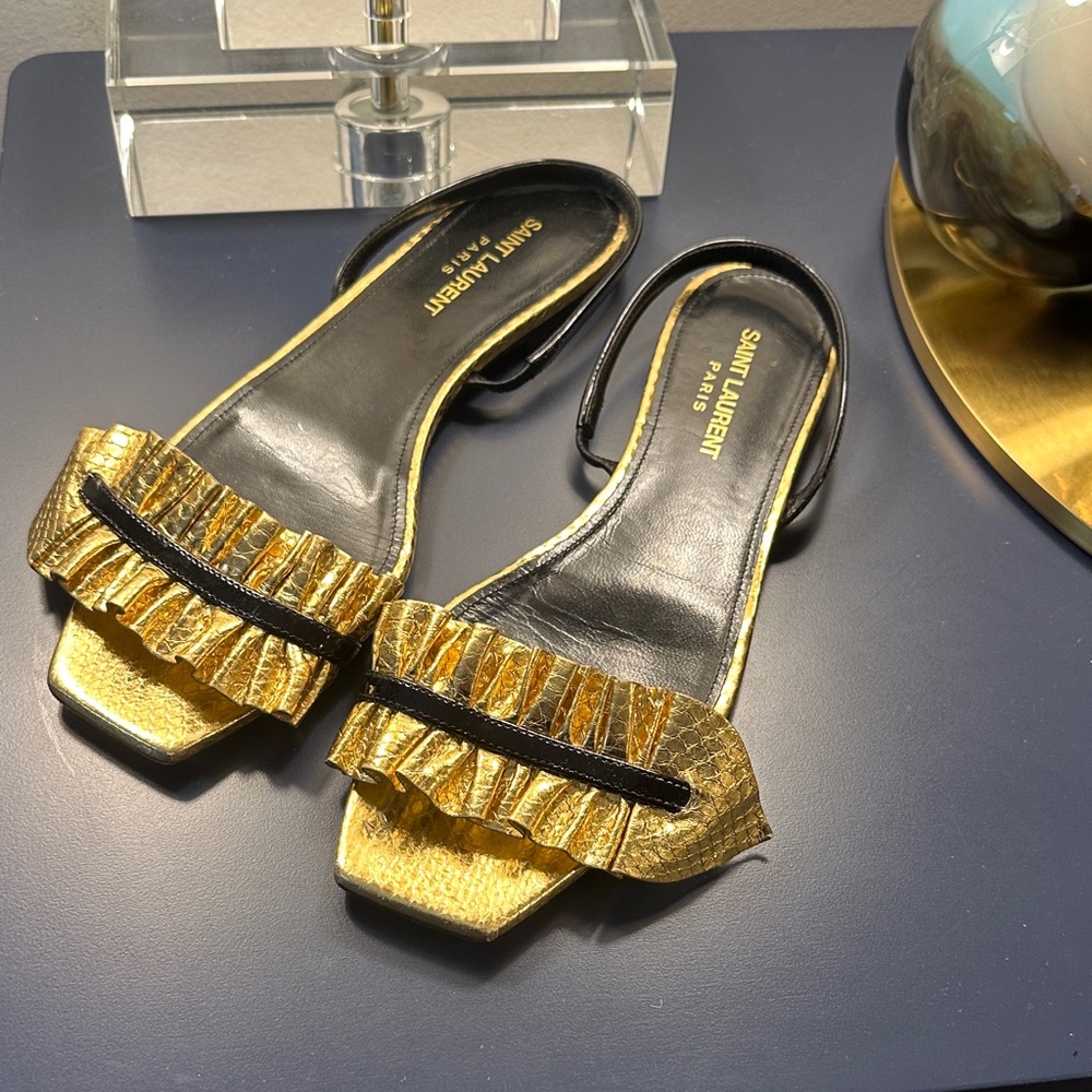 Saint Laurent Women's Sandals in Gold and Black